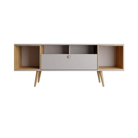Manhattan Comfort Theodore 62.99 TV Stand, Off White and Cinnamon 222551